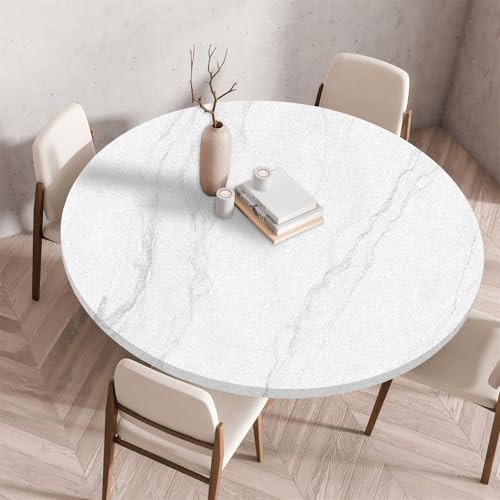 Muiuou Tischdecke Outdoor Rund, Farbiger Marmor Drucken Tischdecke Wasserdicht Antifouling Abwaschbar Elastisch Rund,für Garten,Küche, Esstisch,Parteien Tischdecken (Durchmesser 70cm,Marmor 14) von Muiuou