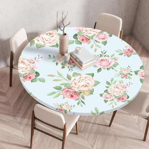 Muiuou Tischdecke Outdoor Rund,Drucken Tischdecke Wasserdicht Abwaschbar Elastisch Rund Gartentischdecke, für Garten,Küche,Esstisch Parteien Tischdecken Dekoration (Durchmesser 80cm,Stil 9) von Muiuou