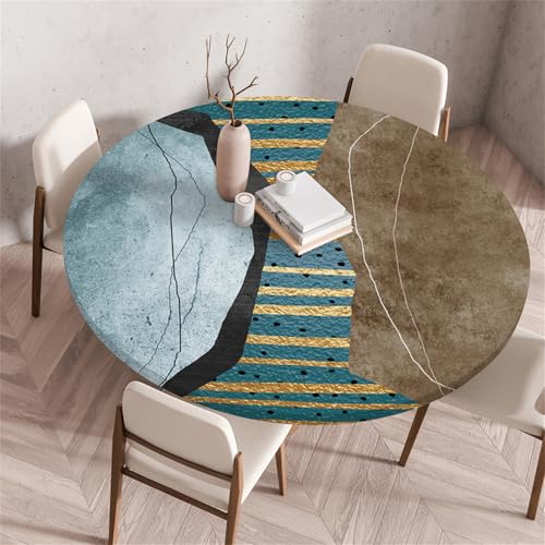 Muiuou Tischdecke Rund, Drucken Rund Tischdecken Abwaschbar Tischtuch aus Polyester Wasserabweisend, Dauerhaft Kratzfest Antifouling für Wohnzimmer Esszimmer Garten (Durchmesser 70cm,Stil 10) von Muiuou