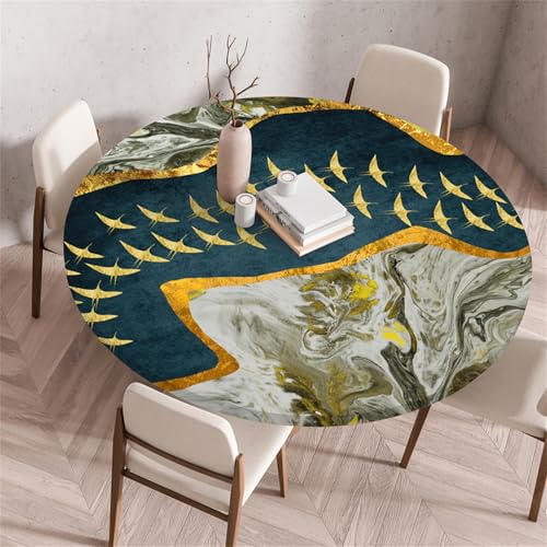 Muiuou Tischdecke Rund, Drucken Rund Tischdecken Abwaschbar Tischtuch aus Polyester Wasserabweisend, Dauerhaft Kratzfest Antifouling für Wohnzimmer Esszimmer Garten (Durchmesser 90cm,Stil 6) von Muiuou