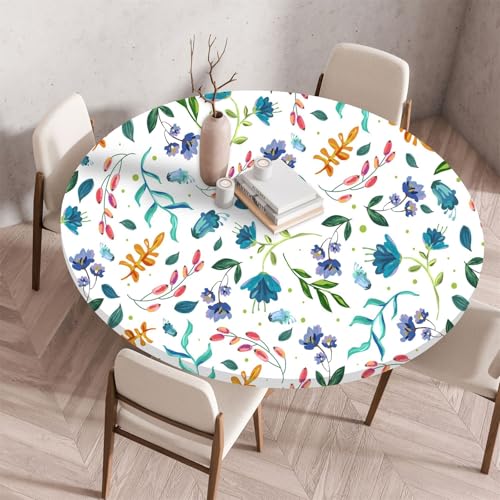 Muiuou Tischdecke Rund, Drucken Rund Tischdecken Abwaschbar Tischtuch aus Polyester Wasserabweisend, Dauerhaft Kratzfest für Wohnzimmer, Esszimmer, Garten (Durchmesser 60cm,Stil 4) von Muiuou