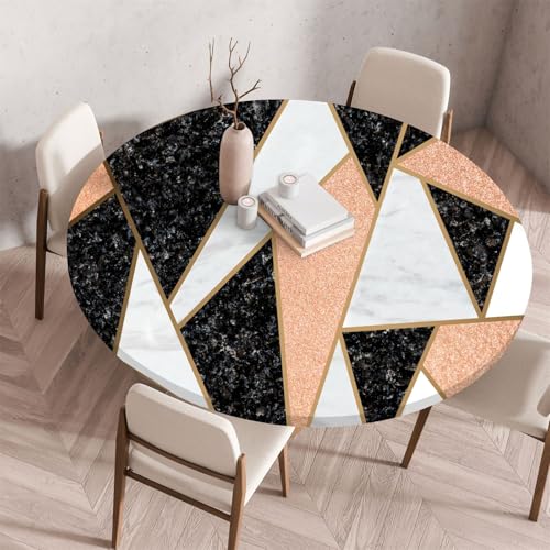 Muiuou Tischdecke Rund, Drucken Rund Tischdecken Wasserdicht Antifouling Abwaschbar Elastisch Küchentisch Tischtuch Outdoor Gartentisch Geeignet für Dekoration (Durchmesser 100cm,Stil 10) von Muiuou
