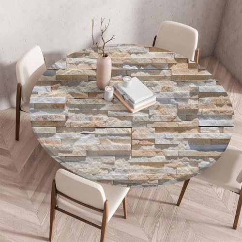 Muiuou Tischdecke Rund, Drucken Rund Tischdecken Wasserdicht Antifouling Abwaschbar Elastisch Küchentisch Tischtuch Outdoor Gartentisch Geeignet für Dekoration (Durchmesser 60cm,Stil 12) von Muiuou