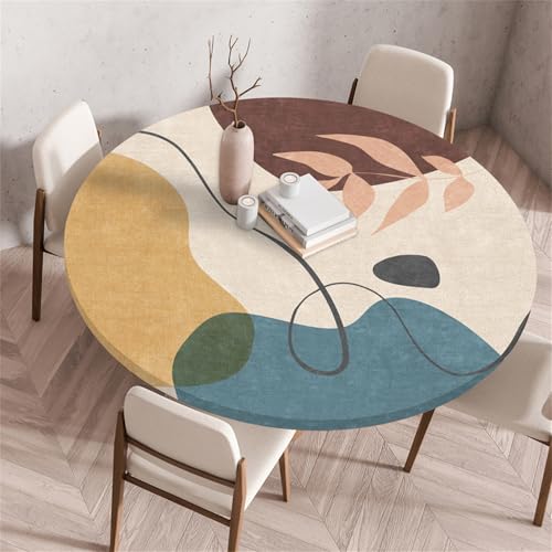 Muiuou Tischdecke Rund Wasserabweisend, Drucken Rund Tischdecken Abwaschbar Tischtuch, Dauerhaft rutschfest Antifouling für Wohnzimmer Esszimmer Garten Dekorative (Durchmesser 100cm,Stil 15) von Muiuou