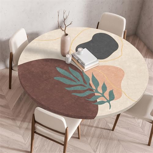 Muiuou Tischdecke Rund Wasserabweisend, Drucken Rund Tischdecken Abwaschbar Tischtuch, Dauerhaft rutschfest Antifouling für Wohnzimmer Esszimmer Garten Dekorative (Durchmesser 120cm,Stil 16) von Muiuou