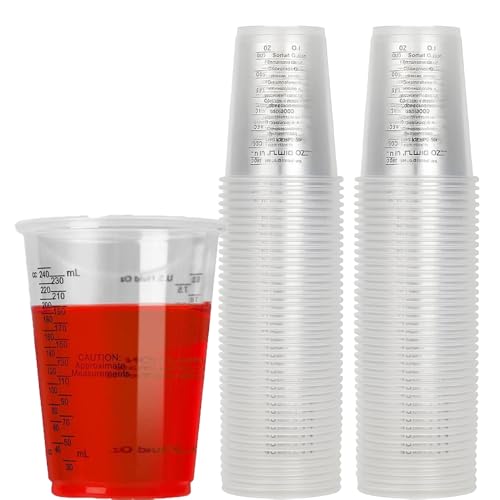 Messbecher Epoxidharz, Rührbecher mit graduierung,Lackmischbecher,Wiederverwendbar,Messbecher zum Mischen von Flüssigkeiten, Harzen, Pigmenten,240ML, 50 Stück von Mujiluxe