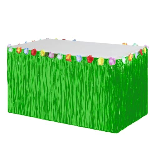 Mujiluxe Hawaii-Tischrock, grün, Mehrfarbig, Florale hawaiianische Partydekoration, 275 x 60 cm Mujiluxe Hawaii-Tischrock, grün, Mehrfarbig, Florale hawaiianische Partydekoration, 275 x 60 cm von Mujiluxe