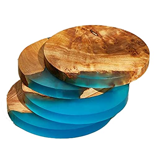 Mukudlt Untersetzer aus Holz mit Epoxidharz, Blau, 4 Stück von Mukudlt