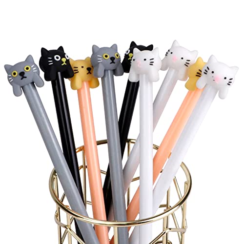 Mulaibidn 12 Stück Stifte Set, Aesthetic School Stuff, Kawaii Schulsachen Cute Katzen, Kugelschreiber Hochwertig, Gelstifte Mädchen für Schüler,Büro,Kinder,Partytaschel, Geburtstagsgeschenk(Katze B) von Mulaibdin