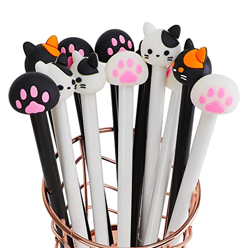 Mulaibidn 12 Stück Stifte Set, Aesthetic School Stuff, Kawaii Schulsachen Cute Katzen, Kugelschreiber Hochwertig, Gelstifte Mädchen für Schüler,Büro,Kinder,Partytaschel, Geburtstagsgeschenk(Katze A) von Mulaibdin