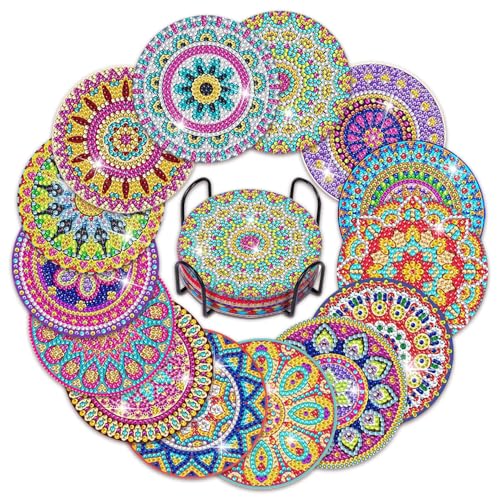 Mulaibdin 14 Stück Diamond Painting Untersetzer, Glasuntersetzer mit Halter, Tassen Untersetzer Mandala, DIY Diamond Coasters Set, Getränkeuntersetzer Rund für Erwachsene,Kinder Anfänger Mulaibdin 14 Stück Diamond Painting Untersetzer, Glasuntersetzer mit Halter, Tassen Untersetzer Mandala, DIY Diamond Coasters Set, Getränkeuntersetzer Rund für Erwachsene,Kinder Anfänger von Mulaibdin