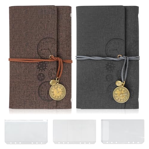Mulaibdin 2 Stk Notizbuch Leder, Vintage Reisetagebuch, Leder Tagebuch für Erwachsene, Ringbuch A6 Nachfüllbar Antikes, Travelers Notebook mit Bindertaschen, Journal Buch für Geschenke (Braun/Schwarz) Mulaibdin 2 Stk Notizbuch Leder, Vintage Reisetagebuch, Leder Tagebuch für Erwachsene, Ringbuch A6 Nachfüllbar Antikes, Travelers Notebook mit Bindertaschen, Journal Buch für Geschenke (Braun/Schwarz) von Mulaibdin