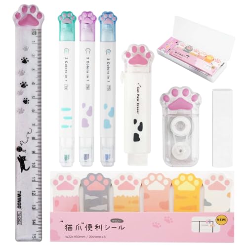 Mulaibdin Schreibwaren Set Kawaii, Cute School Stuff, Schulsachen Mädchen Aesthetic, Katzenpfoten Lineal Korrekturroller, Stifte Radiergummi Sticky Notes Katze, Stationery für Schüler,Kinder (Weiß) Mulaibdin Schreibwaren Set Kawaii, Cute School Stuff, Schulsachen Mädchen Aesthetic, Katzenpfoten Lineal Korrekturroller, Stifte Radiergummi Sticky Notes Katze, Stationery für Schüler,Kinder (Weiß) von Mulaibdin