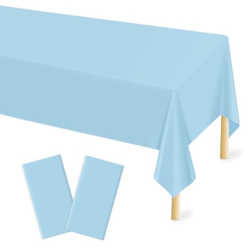 Mulbozy Einweg-Tischdecke aus Kunststoff, 137 x 274 cm, hellblau, für rechteckige Tische, Babyblau, Kunststoffabdeckung für Picknick, Camping und Outdoor, Party-Dekoration, 2 Stück Mulbozy Einweg-Tischdecke aus Kunststoff, 137 x 274 cm, hellblau, für rechteckige Tische, Babyblau, Kunststoffabdeckung für Picknick, Camping und Outdoor, Party-Dekoration, 2 Stück von Mulbozy
