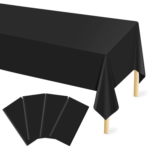 Mulbozy Einweg-Tischdecke aus Kunststoff, 137 x 274 cm, schwarze Tischdecke für rechteckige Tische, schwarze Kunststoffabdeckung für Picknick, Camping und Outdoor, Party-Dekoration, 4 Stück Mulbozy Einweg-Tischdecke aus Kunststoff, 137 x 274 cm, schwarze Tischdecke für rechteckige Tische, schwarze Kunststoffabdeckung für Picknick, Camping und Outdoor, Party-Dekoration, 4 Stück von Mulbozy
