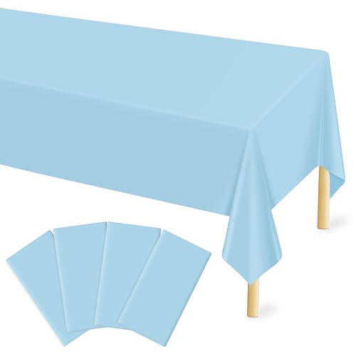 Mulbozy Einweg-Tischdecke aus Kunststoff, 4 Stück, 137 x 274 cm, hellblau, für rechteckige Tische, babyblaue Kunststoffabdeckung für Picknick, Camping und Outdoor, Party-Dekoration Mulbozy Einweg-Tischdecke aus Kunststoff, 4 Stück, 137 x 274 cm, hellblau, für rechteckige Tische, babyblaue Kunststoffabdeckung für Picknick, Camping und Outdoor, Party-Dekoration von Mulbozy