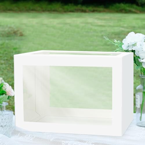 Mulbozy Geschenkkarten-Box mit transparentem Fenster für Hochzeitsempfänge (transparentes Fenster, weiß) von Mulbozy
