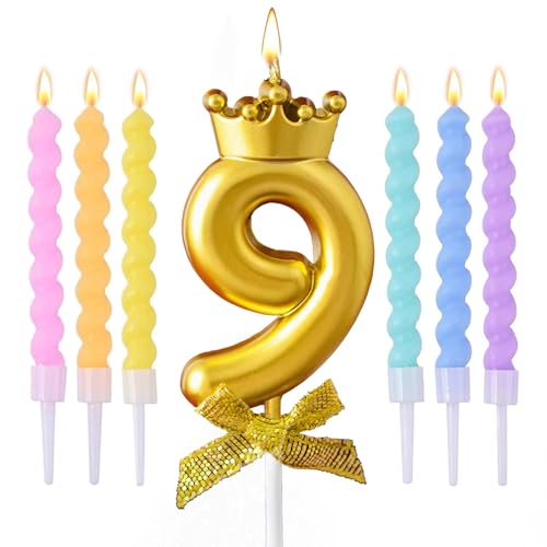 Macaron Buntes Geburtstagskerzen-Set, 3D Goldene Kronenzahlenkerzen, Geburtstagskerzen für Kuchendekoration, Geburtstagsparty, Hochzeitstag Macaron Buntes Geburtstagskerzen-Set, 3D Goldene Kronenzahlenkerzen, Geburtstagskerzen für Kuchendekoration, Geburtstagsparty, Hochzeitstag von Mulomir