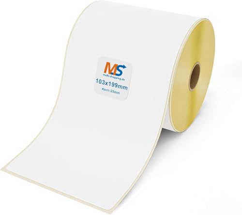 Multi-Shopping Thermo Eco Etiketten Versandetiketten 103 x 199 mm - 250 Stück je Rolle - Kern: 25 mm -permanent haftend DHL, DPD, GLS, UPS Zebra Paketaufkleber (3) von Multi-Shopping