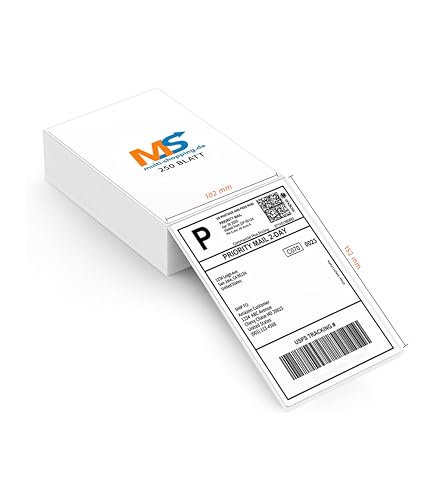 Versandetiketten 4x6 Thermo Etiketten 102 x 152 mm Label Etiketten Selbstklebend Leporello Falzetiketten Perforiert DHL Wasserfester Versandaufkleber, BPA Frei (250) von Multi-Shopping