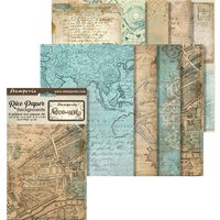 Motiv-Strohseide Backgrounds "Around the World", 8er-Set von Multi