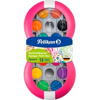 Pelikan Deckfarbkasten "Space", 12 Farben - Pink von Pelikan