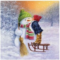 Serviette "Good Night Snowmen" von Multi