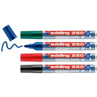 edding 250 Whiteboard Marker mit Aluminium-Schaft "Rundspitze", 4er-Set von Multi