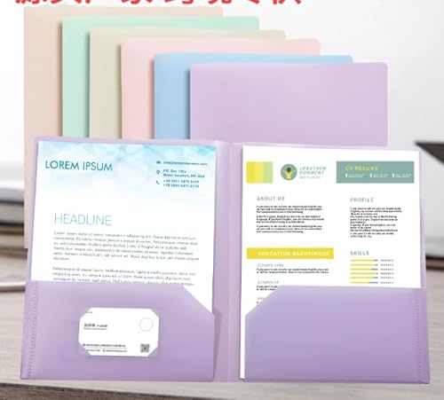 6 Stück Kunststoff-Ordner mit Taschen, Farben, robuste Taschenmappe, Ordner mit Taschen, 2 Fächer, Büro-Aktenordner, Schul- und Bürobedarf von MultiBey