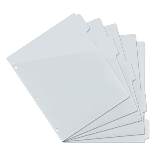 MultiBey A4 Ordnertaschen mit Taschen, Kunststoff, 6-Ring-Binder-Trennblätter, stabile 3 Löcher, 5-Tab-Trennblätter für Tagebuch, lose Blätter, Büro, Schule und Heimbedarf (A4-Grau) von MultiBey