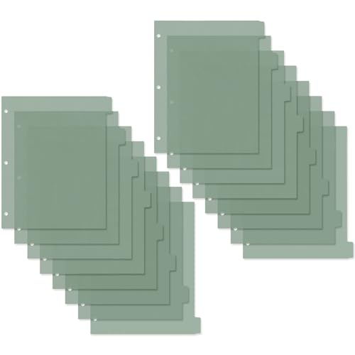 MultiBey A4-Trennblätter aus Kunststoff, 3-Ringbuch-Trennblätter, stabile 3-Loch-8-Tab-Trennblätter für Tagebuch, lose Blätter, Büro, Schule und Heimbedarf (Grün, 2 Set) von MultiBey