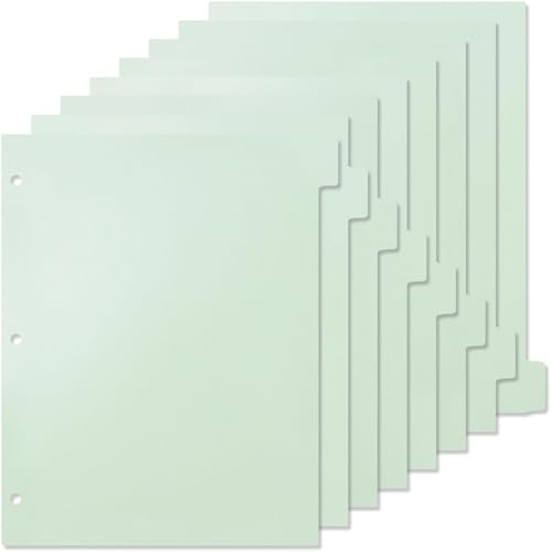 MultiBey A4-Trennblätter aus Kunststoff, 3-Ringbuch-Trennblätter, stabile 3-Loch-8-Tab-Trennblätter für Tagebuch, lose Blätter, Büro, Schule und Heimbedarf (Minzgrün) von MultiBey