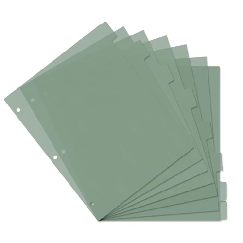 MultiBey A4-Trennblätter aus Kunststoff, 3-Ringbuch-Trennblätter, stabile 3-Loch-8-Tab-Trennblätter für Tagebuch, lose Blätter, Büro, Schule und Heimbedarf (grün) von MultiBey