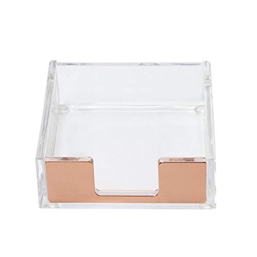 MultiBey Haftnotizen, Notizblock-Halter, Spender, Roségold, mit transparentem Schreibtischzubehör, Organizer, Zubehör für Büro, Zuhause, Schulen (Roségold) von MultiBey