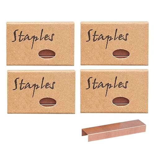 MultiBey Heftklammern, rotgoldfarben, 26/6, Standard-Tacker-Nachfüllpackung, 12 mm, #12 Breite, Heftklammern für Hefter, Nachfüllpackungen, Bürobedarf, 4 Boxen pro Packung von MultiBey