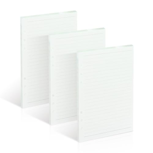 Multibey A5 Nachfüllpapier, 3 Stück, 100 g/m² dickes, nachfüllbares, liniertes Papier, 6 Löcher, lose Blätter, Papier, 135 Blatt (270 Seiten), für 6-Ringbuch (A5) von MultiBey