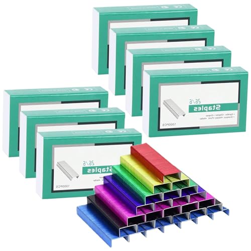 Multibey Bunte Standard-Heftklammern, Großpackung für Schreibtischhefter, 1000 Stück pro Packung, insgesamt 7000 Stück, Bürobedarf, 7 Stück Multibey Bunte Standard-Heftklammern, Großpackung für Schreibtischhefter, 1000 Stück pro Packung, insgesamt 7000 Stück, Bürobedarf, 7 Stück von MultiBey