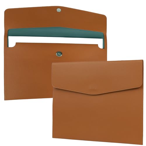 Multibey Dokumentenmappe, A4, wasserdicht, dünn, PU-Leder, A4, Dokumenten-Organizer, Aufbewahrungsbox, Aktenumschlag, Ordner (braun) von MultiBey