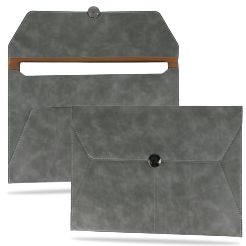 Multibey Dokumentenmappe, A4, wasserdicht, dünn, PU-Leder, A4, Dokumenten-Organizer, Aufbewahrungsbox, Aktenumschlag, Ordner (elegantes Grau) von MultiBey