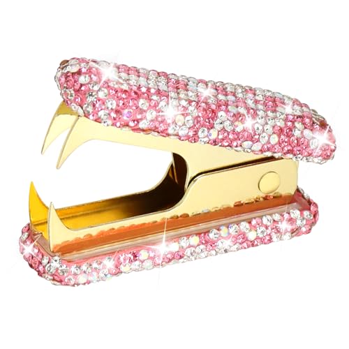 Multibey Strass-Heftklammerentferner, handgefertigt, glitzernd, goldfarben, niedliches Heftklammerentferner-Werkzeug für Schreibtisch, schillernde Heftklammern, Abziehwerkzeug, Mini-Bürobedarf und von MultiBey