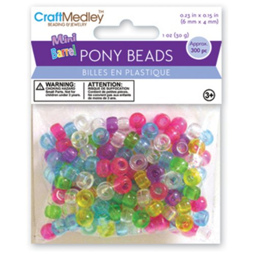 Multicraft Imports Mini Pony Perlen, 6 Barrel von 4 mm, transparent Multicolor Mix, 300 Pro Paket von Multicraft Imports
