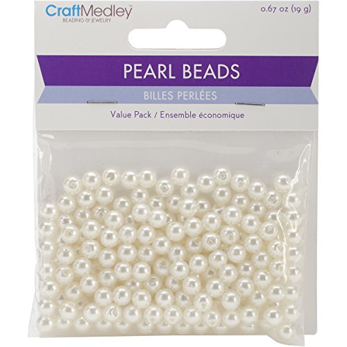 Multicraft Imports Perlen (185 Pack), 6 mm, elfenbeinfarben von Craft Medley