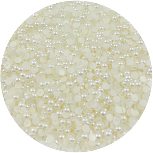 Mulutoo 4000 Stück 5 mm flache Rückseite, Perlen für Bastelarbeiten, Schmuck, Scrapbooking, runde Halbperlen mit flacher Rückseite, halbe Perlen für Bastelprojekte, Schmuckherstellung, Schuhe, Tassen, von Mulutoo