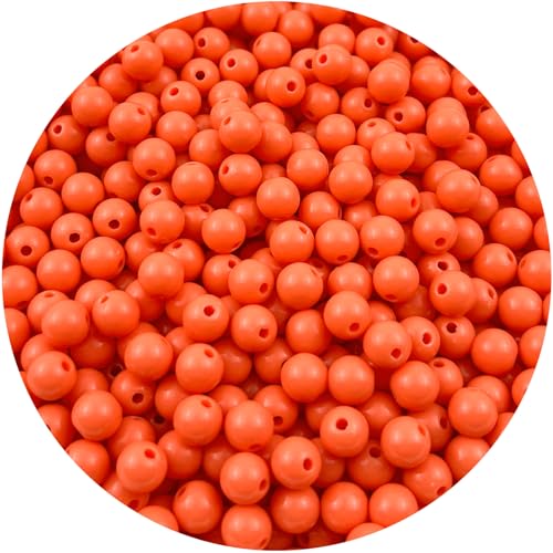 Mulutoo Runde Acrylperlen, 8 mm, runde Acrylkugeln, klobige Perlen, glatte Abstandshalter, Kunststoff-Pastellperlen, Bastelperlen für Halsketten und Armbänder, Bastelbedarf (194-orange), 400 Stück von Mulutoo