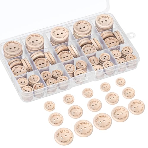 holzknöpfe, 140 Stück, knöpfe,knöpfe kinder mit 2 Löchern, natürliche Holzknöpfe, ideal zum Nähen und Gestalten von Dekorationen, 15/20/25 mm holzknöpfe, 140 Stück, knöpfe,knöpfe kinder mit 2 Löchern, natürliche Holzknöpfe, ideal zum Nähen und Gestalten von Dekorationen, 15/20/25 mm von MumdoYAL