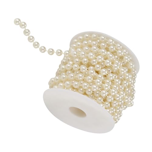 Mumusuki 10 M Faux Pearl Perlen Girlande 8mm Abs Imitation Perlschnur Roll für Hochzeitsfeier Weihnachtsdekoration mit Glänzendem Schleifprozess 2 Farben (Beige) von Mumusuki