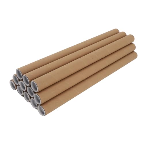Mumusuki 12er-Pack Versandröhren, 2 X 16 Zoll Kraftpapier, Runde Versandtaschen aus Pappe für den Versand von Postern, Kunstdrucken, Karten, Blaupausen. Schützt Wertgegenstände, mit (3,4 von Mumusuki
