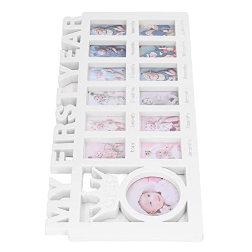 Mumusuki Fotoalben, Neugeborenen-Fotorahmen-Set, Poliert, 12 Kleine Bilderrahmen, Aufzeichnung des Monatlichen Wachstums des Babys, Baby-Fotorahmen-Kit für Brautpaar, Geschenk, (Weiß) von Mumusuki
