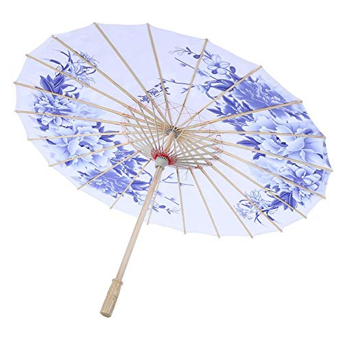 Mumusuki Geölter Papierschirm Frauen Handgefertigter geölter Papierschirm Winddichter chinesischer klassischer Tanzschirm(Blau) von Mumusuki