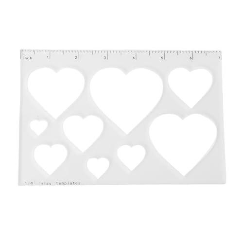 Mumusuki Router -Vorlage für Holzbearbeitung, Transparente Acryl -Router -Jig -Vorlage Heart Inlay Dekorative Vorlage mit Lineal -Skala für DIY (Liebevolles Herz 9 in 1) von Mumusuki